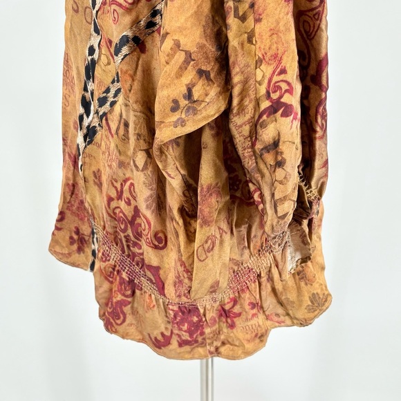 Galliano Silk Animal Print Mixed Media Blouse Medium - Picture 11 of 13